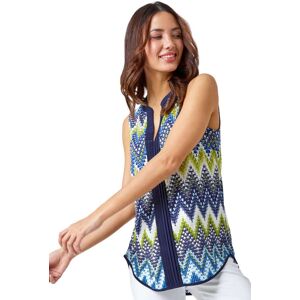 Roman Womens Zig Zag Notch Neck Jersey Top - Lime Green - Size 10 Uk Roman Womens Zig Zag Notch Neck Jersey Top - Lime Green - Size 10 Uk