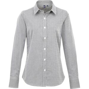 Premier Womens/ladies Gingham Long-Sleeved Shirt (Black/white) - Size 20 Uk Premier Womens/ladies Gingham Long-Sleeved Shirt (Black/white) - Size 20 Uk