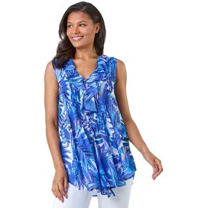 Roman Womens Leaf Print Frill Pintuck Detail Top - Blue - Size 12 Uk Roman Womens Leaf Print Frill Pintuck Detail Top - Blue - Size 12 Uk