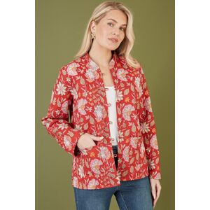 Yumi Womens Red Floral Print Reversible Cotton Quilted Jacket - Size 8 Uk Yumi Womens Red Floral Print Reversible Cotton Quilted Jacket - Size 8 Uk