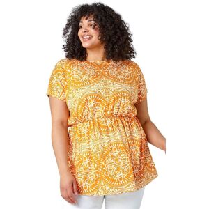 Roman Curve Womens Aztec Print Stretch Top - Orange Viscose - Size 20 Uk Roman Curve Womens Aztec Print Stretch Top - Orange Viscose - Size 20 Uk
