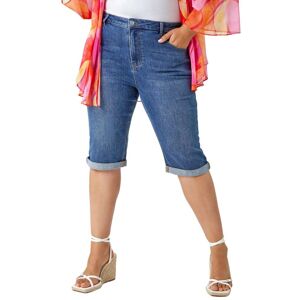 Roman Curve Womens Stretch Knee Length Denim Shorts - Blue - Size Uk 30-32 Roman Curve Womens Stretch Knee Length Denim Shorts - Blue - Size Uk 30-32