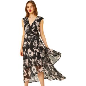 Roman Womens Embellished Floral Print Tiered Midi Dress - Black - Size 12 Uk Roman Womens Embellished Floral Print Tiered Midi Dress - Black - Size 12 Uk