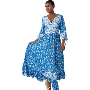 Roman Womens Paisley Print Frill Hem Maxi Dress - Blue - Size 10 Uk Roman Womens Paisley Print Frill Hem Maxi Dress - Blue - Size 10 Uk