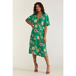 Yumi Womens Green Floral Kimono Midi Dress - Size 10 Uk Yumi Womens Green Floral Kimono Midi Dress - Size 10 Uk