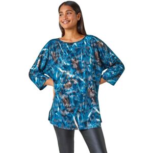 Roman Womens Metallic Abstract Print Oversized T-Shirt - Blue - Size 10 Uk Roman Womens Metallic Abstract Print Oversized T-Shirt - Blue - Size 10 Uk