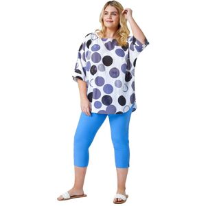 Roman Curve Womens Cropped Elastic Waist Stretch Trouser - Blue - Size Uk 22-24 Roman Curve Womens Cropped Elastic Waist Stretch Trouser - Blue - Size Uk 22-24