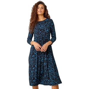 Roman Womens Twist Waist Animal Print Stretch Dress - Blue - Size 10 Uk Roman Womens Twist Waist Animal Print Stretch Dress - Blue - Size 10 Uk