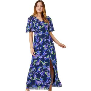 Roman Womens Floral Print Chiffon Maxi Dress - Navy - Size 12 Uk Roman Womens Floral Print Chiffon Maxi Dress - Navy - Size 12 Uk
