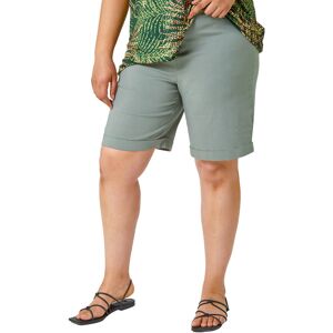 Roman Curve Womens Turn Hem Stretch Shorts - Khaki - Size Uk 30-32 Roman Curve Womens Turn Hem Stretch Shorts - Khaki - Size Uk 30-32