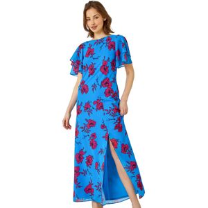 Roman Womens Floral Tiered Sleeve Maxi Dress - Blue - Size 16 Uk Roman Womens Floral Tiered Sleeve Maxi Dress - Blue - Size 16 Uk