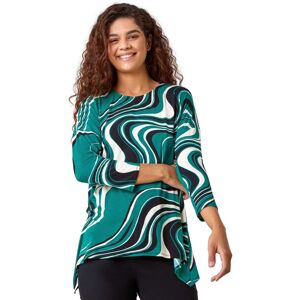 Roman Womens Swirl Print Tie Back Stretch Top - Green - Size 12 Uk Roman Womens Swirl Print Tie Back Stretch Top - Green - Size 12 Uk