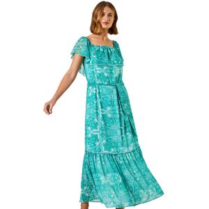 Roman Womens Paisley Print Tiered Maxi Dress - Teal - Size 12 Uk Roman Womens Paisley Print Tiered Maxi Dress - Teal - Size 12 Uk
