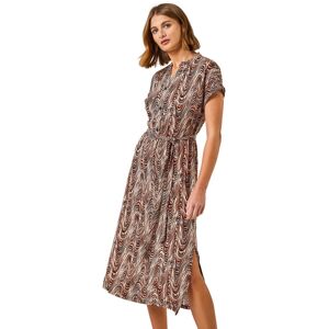 Roman Womens Wave Print Belted Shirt Dress - Stone - Size 18 Uk Roman Womens Wave Print Belted Shirt Dress - Stone - Size 18 Uk