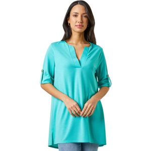 Roman Womens Textured Notch Neck Top - Teal - Size 10 Uk Roman Womens Textured Notch Neck Top - Teal - Size 10 Uk