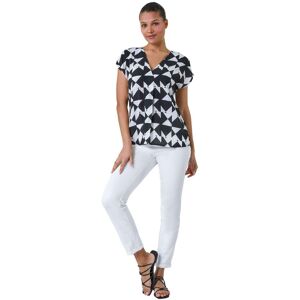 Roman Womens Geometric Crinkle Textured Top - Black - Size 10 Uk Roman Womens Geometric Crinkle Textured Top - Black - Size 10 Uk