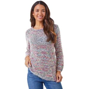 Roman Womens Fluffy Striped Curve Hem Jumper - Blue - Size 20 Uk Roman Womens Fluffy Striped Curve Hem Jumper - Blue - Size 20 Uk