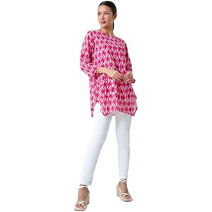 Roman Womens Cotton Geometric Pocket Longline Tunic Top - Pink - Size 12 Uk Roman Womens Cotton Geometric Pocket Longline Tunic Top - Pink - Size 12 Uk