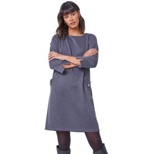 Roman Womens Button Detail Stretch Shift Dress - Dark Grey - Size 10 Uk Roman Womens Button Detail Stretch Shift Dress - Dark Grey - Size 10 Uk