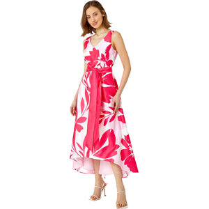 Roman Womens Floral Print Dipped Hem Jacquard Dress - Pink - Size 10 Uk Roman Womens Floral Print Dipped Hem Jacquard Dress - Pink - Size 10 Uk