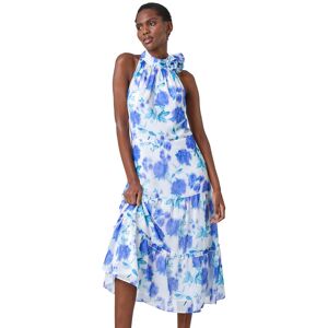 Roman Womens Floral Halterneck Tiered Midi Dress - Ivory - Size 20 Uk Roman Womens Floral Halterneck Tiered Midi Dress - Ivory - Size 20 Uk