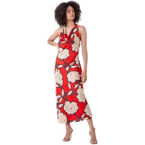 Roman Womens Floral Print Satin Bias Cut Bodycon Dress - Red - Size 14 Uk Roman Womens Floral Print Satin Bias Cut Bodycon Dress - Red - Size 14 Uk