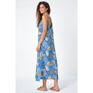 Roman Womens Tropical Leaf Print Midi Dress - Blue - Size 16 Uk Roman Womens Tropical Leaf Print Midi Dress - Blue - Size 16 Uk