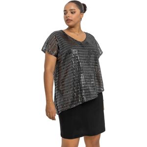 Roman Curve Womens Asymmetric Shimmer Overlay Dress - Silver - Size Uk 26-28 Roman Curve Womens Asymmetric Shimmer Overlay Dress - Silver - Size Uk 26-28