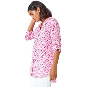 Roman Womens Ditsy Print Button Up V-Neck Blouse - Pink - Size 18 Uk Roman Womens Ditsy Print Button Up V-Neck Blouse - Pink - Size 18 Uk