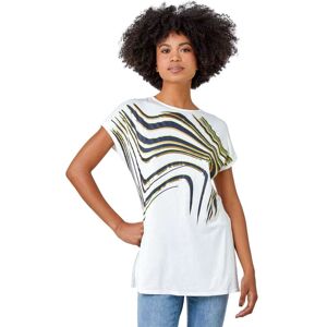 Roman Womens Abstract Foil Print Tunic T-Shirt - White - Size 12 Uk Roman Womens Abstract Foil Print Tunic T-Shirt - White - Size 12 Uk
