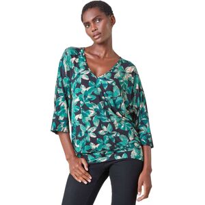 Roman Womens Floral Print Blouson Stretch Top - Green - Size 12 Uk Roman Womens Floral Print Blouson Stretch Top - Green - Size 12 Uk