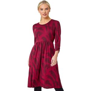 Roman Petite Womens Swirl Print Pocket Stretch Dress - Wine - Size 14 Uk Roman Petite Womens Swirl Print Pocket Stretch Dress - Wine - Size 14 Uk