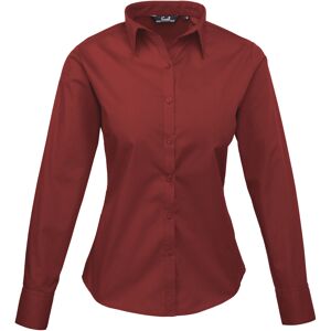 Premier Womens/ladies Poplin Long-Sleeved Blouse (Burgundy) - Size 28 Uk Premier Womens/ladies Poplin Long-Sleeved Blouse (Burgundy) - Size 28 Uk