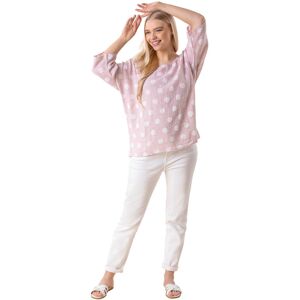 Roman Womens Spot Print 3/4 Sleeve Top - Pink Cotton - Size Small Roman Womens Spot Print 3/4 Sleeve Top - Pink Cotton - Size Small