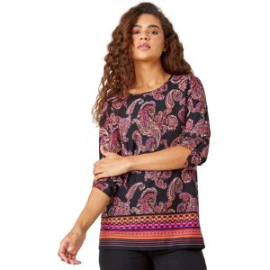 Roman Womens Paisley Border Print Tunic Stretch Top - Red - Size 10 Uk Roman Womens Paisley Border Print Tunic Stretch Top - Red - Size 10 Uk