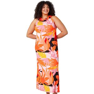 Roman Curve Womens Tropical Stretch Jersey Maxi Dress - Orange - Size Uk 26-28 Roman Curve Womens Tropical Stretch Jersey Maxi Dress - Orange - Size Uk 26-28