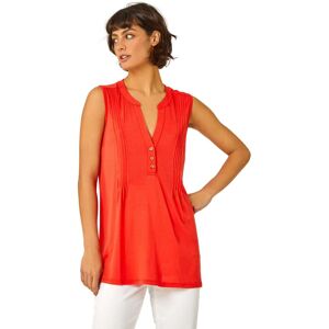 Roman Womens Sleeveless Button Detail Vest - Orange Viscose - Size 10 Uk Roman Womens Sleeveless Button Detail Vest - Orange Viscose - Size 10 Uk