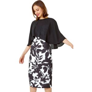 Roman Womens Floral Cape Detail Stretch Dress - Ivory - Size 10 Uk Roman Womens Floral Cape Detail Stretch Dress - Ivory - Size 10 Uk