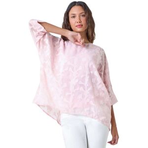 Roman Womens Burnout Floral Dipped Hem Overlay Top - Pink - Size 18 Uk Roman Womens Burnout Floral Dipped Hem Overlay Top - Pink - Size 18 Uk