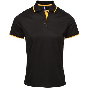 Premier Womens/ladies Contrast Coolchecker Polo Shirt (Black/sunflower) - Size Large Premier Womens/ladies Contrast Coolchecker Polo Shirt (Black/sunflower) - Size Large