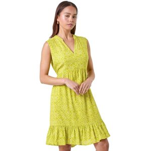 Roman Petite Womens Aztec Print Tiered Tunic Dress - Green - Size 18 Uk Roman Petite Womens Aztec Print Tiered Tunic Dress - Green - Size 18 Uk