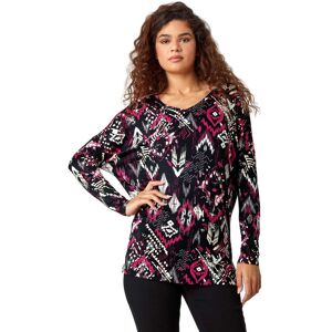 Roman Womens Aztec Print Tunic Stretch Top - Red - Size 12 Uk Roman Womens Aztec Print Tunic Stretch Top - Red - Size 12 Uk