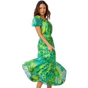 Roman Womens Palm Print Tiered Maxi Dress - Lime Green - Size 10 Uk Roman Womens Palm Print Tiered Maxi Dress - Lime Green - Size 10 Uk