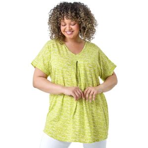 Roman Curve Womens Pleat Front Printed V-Neck Stretch Top - Lime Green - Size 18 Uk Roman Curve Womens Pleat Front Printed V-Neck Stretch Top - Lime Green - Size 18 Uk