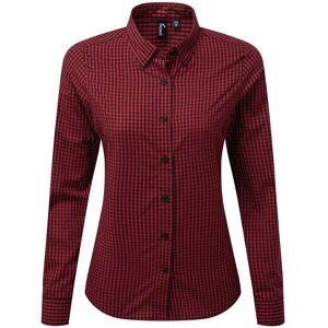 Premier Womens/ladies Maxton Gingham Long-Sleeved Shirt (Black/red) - Size Small Premier Womens/ladies Maxton Gingham Long-Sleeved Shirt (Black/red) - Size Small
