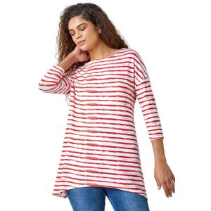 Roman Womens Abstract Stripe Print Stretch Top - Orange - Size 10 Uk Roman Womens Abstract Stripe Print Stretch Top - Orange - Size 10 Uk