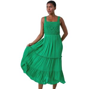 Roman Womens Crochet Detail Cotton Blend Maxi Dress - Green - Size 18 Uk Roman Womens Crochet Detail Cotton Blend Maxi Dress - Green - Size 18 Uk