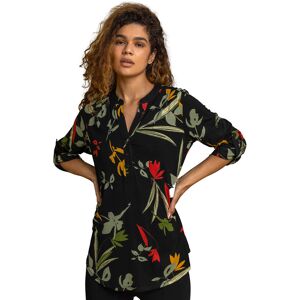Roman Womens Floral Print Notch Neck Top - Black Denim - Size 18 Uk Roman Womens Floral Print Notch Neck Top - Black Denim - Size 18 Uk