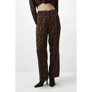 Gusto Womens Monogram Print Satin Trousers In Brown - Size Medium