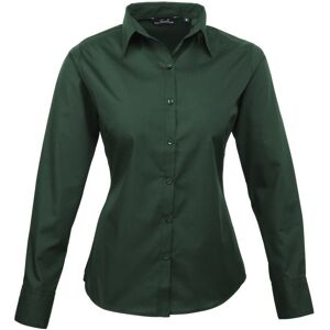 Premier Womens/ladies Poplin Long Sleeve Blouse / Plain Work Shirt (Bottle) - Green - Size 22 Uk